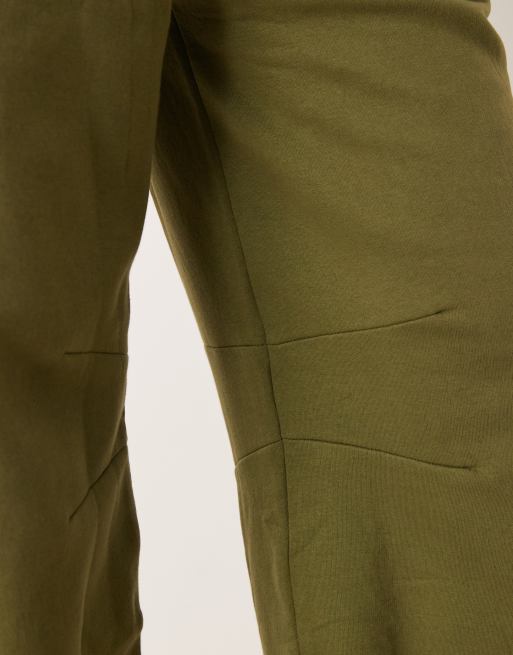 ASOS DESIGN Tall barrel leg brushback jogger in khaki, 3 of 5
