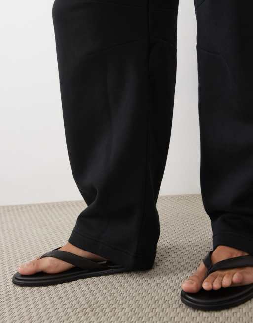 ASOS DESIGN Tall Barrel leg brushback joggers in black, 4 of 5