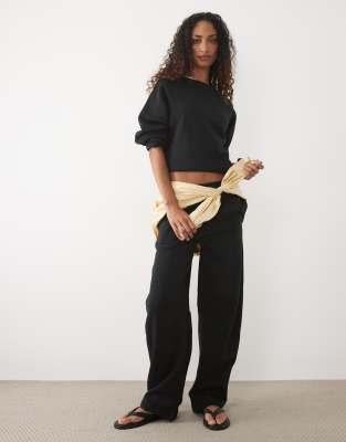 Asos Tall Asos Design Tall Barrel Leg Brushback Sweatpants In Black