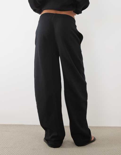 ASOS DESIGN Tall barrel leg brushback sweatpants in black, 5 of 5