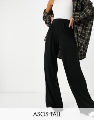 ASOS DESIGN Tall - Basic-Hose aus Jersey mit weitem Bein in Schwarz