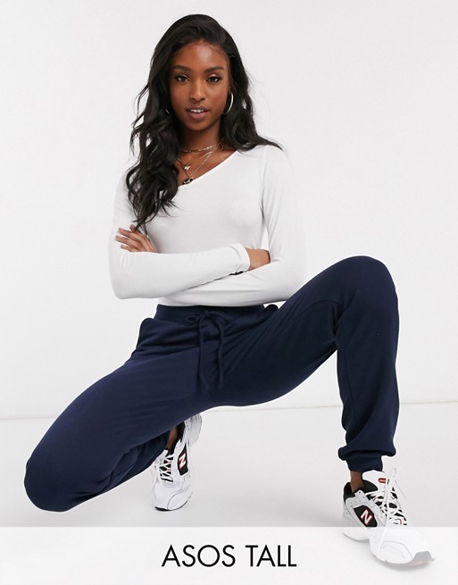 ASOS DESIGN Tall basic jogger with tie in organic cotton in navy
