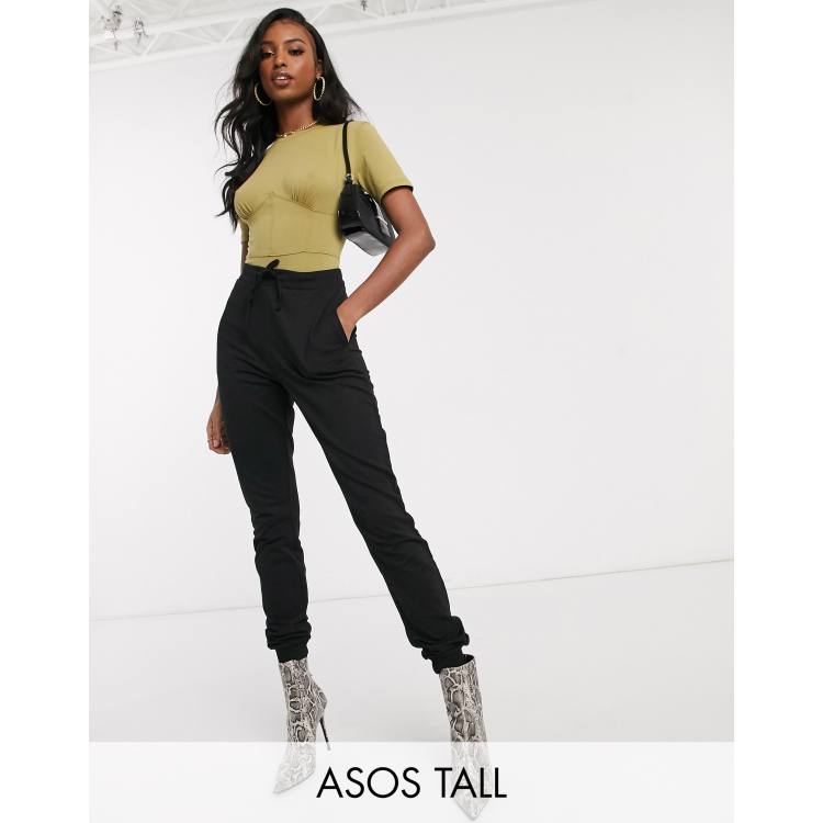 ASOS DESIGN Tall basic joggers with tie waist in cotton