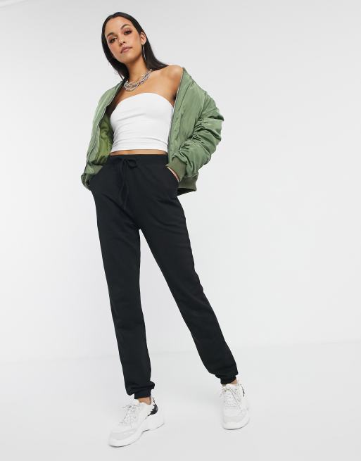 ASOS DESIGN Tall basic joggers with tie waist in cotton BLACK