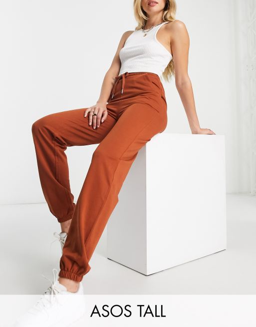 ASOS DESIGN Tall basic slim trackies in rust