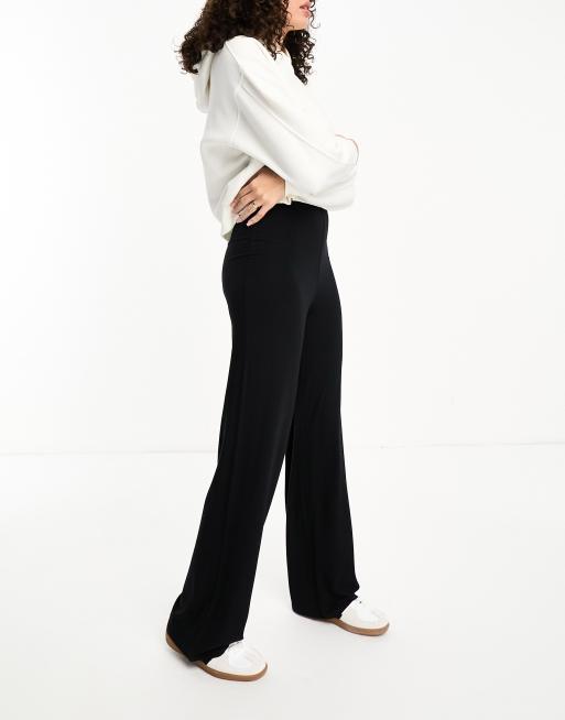 Black jersey clearance wide leg trousers