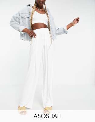 tall white wide leg trousers