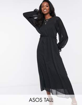 black batwing midi dress