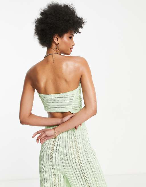 ASOS DESIGN Tall beach textured lace multiway crop top in mint green (part of a set), 2 of 4