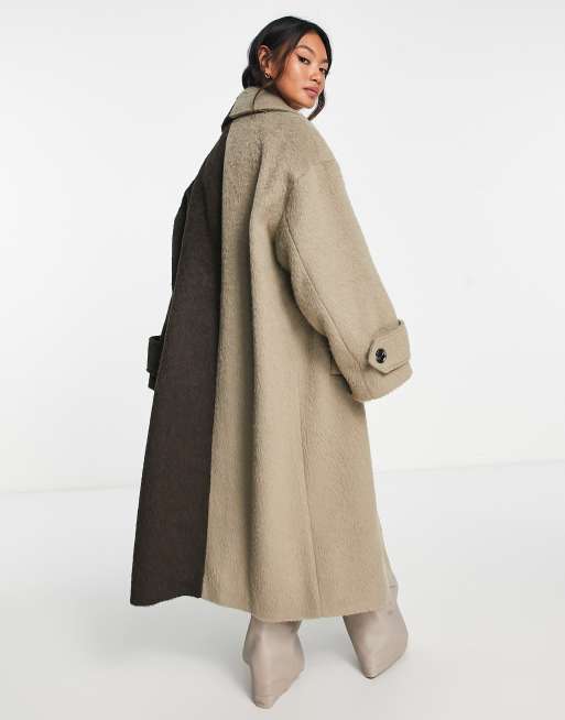 ASOS DESIGN Tall - Beige elegant oversized frakke med opdelt design, 3 af 4