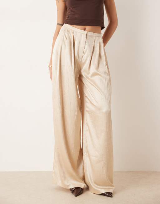 ASOS DESIGN Tall – Beige, figursydda, ostrukturerade palazzo-byxor, del av set , 2 av 5