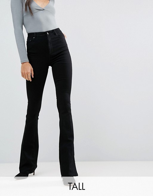 ASOS Tall | ASOS DESIGN Tall bell flare jeans in clean black with ...