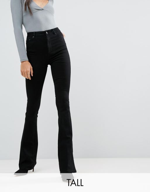 ASOS DESIGN Tall bell flare jeans in clean black with pressed crease