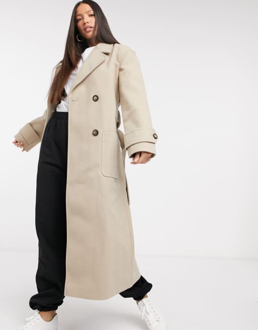 ASOS DESIGN Tall belted luxe maxi coat in camel ASOS