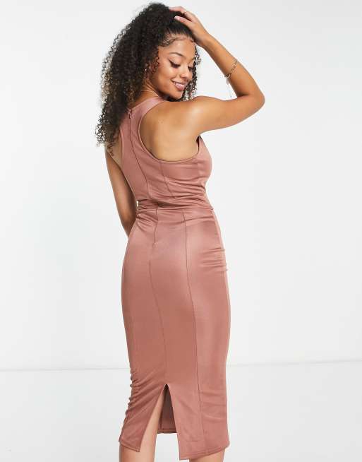 Satin bodycon outlet midi dress