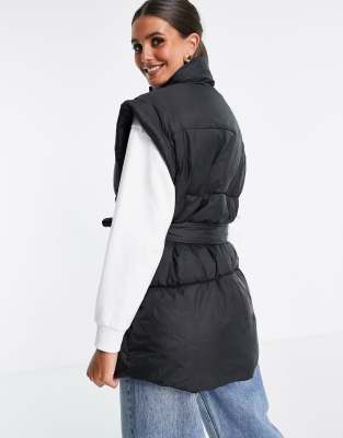 belted puffer vest