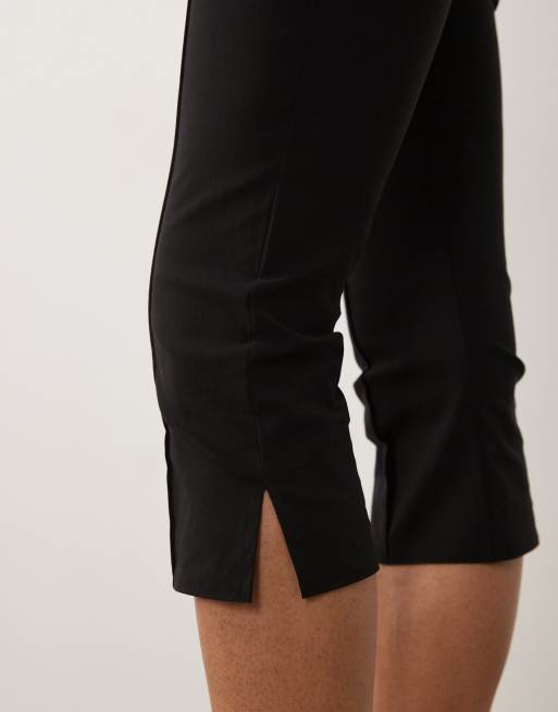 ASOS DESIGN Tall bengaline high waist side split capri pant in black, 3 of 5