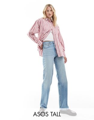 ASOS DESIGN Tall - Bequeme Jeans mit geradem Schnitt und Stretchanteil in Hellblau