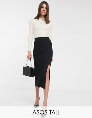 black midi slip skirt