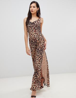 asos bias cut leopard skirt