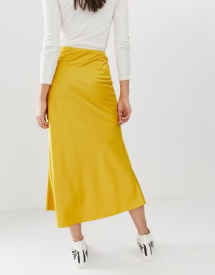 satin midi skirt asos