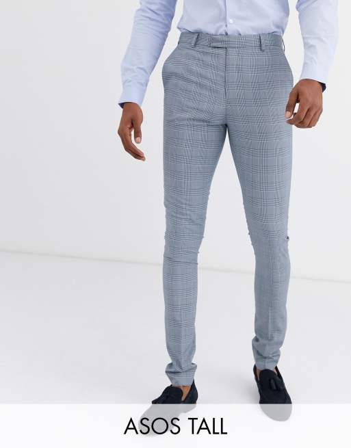 ASOS DESIGN Tall – Blå hundtandsmönstrad kostym med supersmal passform, 3 av 3