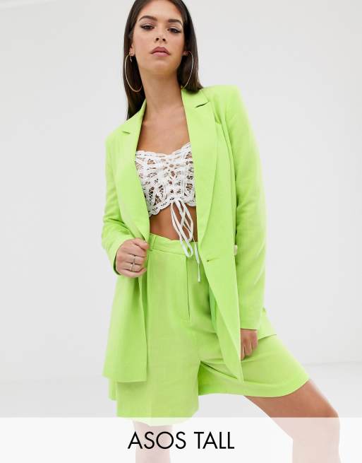 ASOS DESIGN Tall - Abito in lino lime pop, 2 di 3