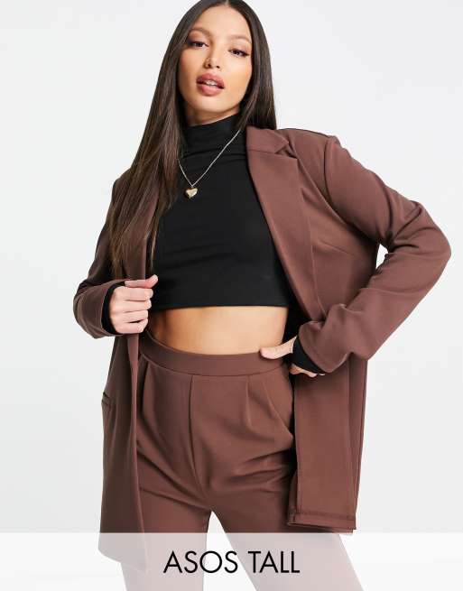 ASOS DESIGN Tall - Blazer da abito oversize in jersey color moka