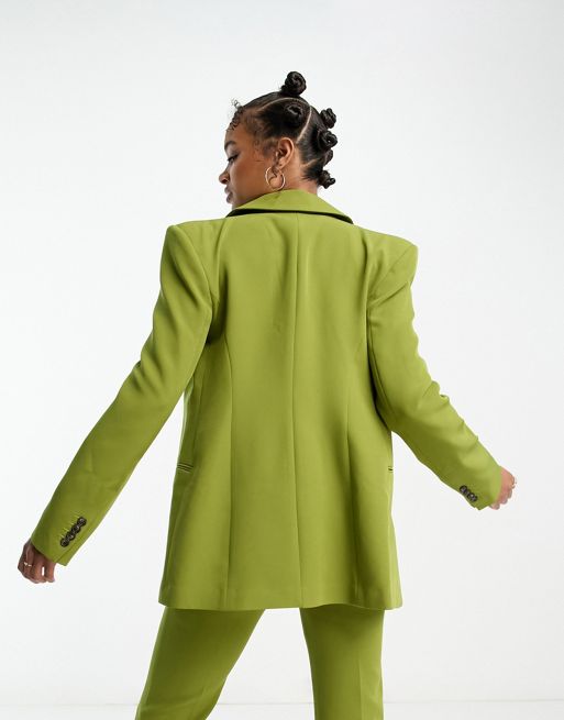 ASOS DESIGN Tall - Blazer de costume droit style années 70 - Vert mousse