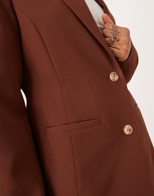 ASOS DESIGN Tall molded hips blazer in chocolate