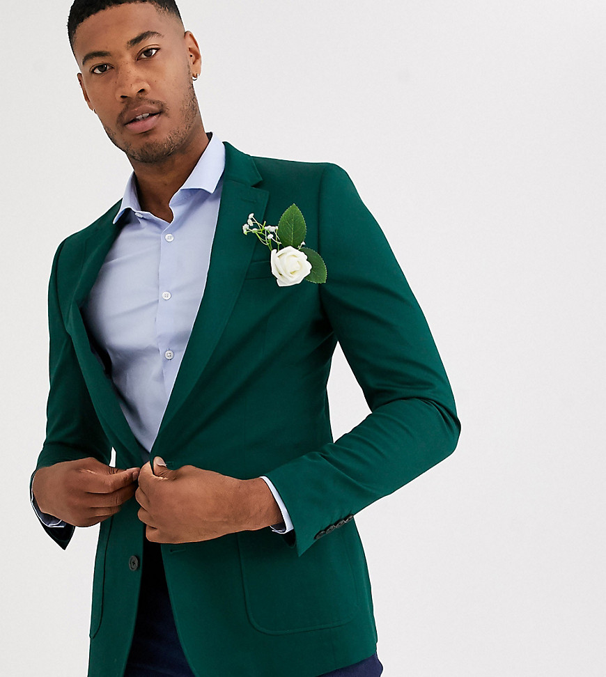 ASOS DESIGN Tall - Blazer skinny in cotone verde