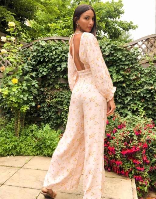 ASOS DESIGN Tall — Blomstret jumpsuit med rynket talje, 4 af 4