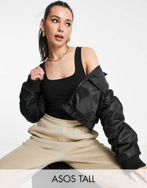 ASOS DESIGN Tall - Body a canotta nera con scollo rotondo fronte e retro