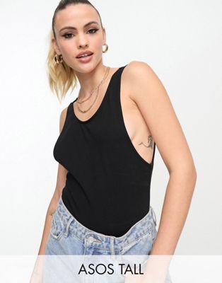 ASOS DESIGN Tall scoop back bodysuit with drop arm hole in black - ASOS Price Checker