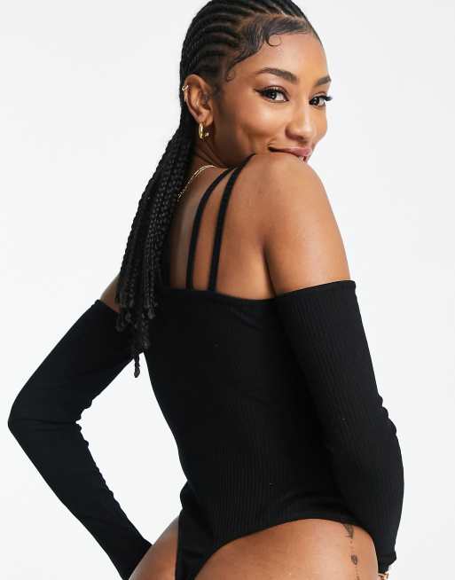 ASOS DESIGN TALL - Bodysuit nero monospalla asimmetrico, 2 di 4