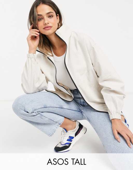 ASOS DESIGN Tall - Bomber oversize in lino crema