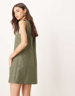 Asos Tall Asos Design Tall Bonded Mini Shift Dress With Pocket Detail In Green