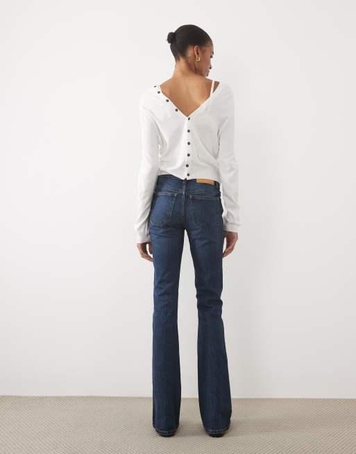 ASOS DESIGN Tall bootcut flare jean in dark mid blue, 2 of 5
