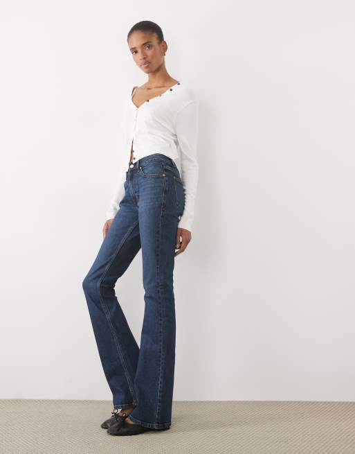 ASOS DESIGN Tall bootcut flare jean in dark mid blue, 3 of 5