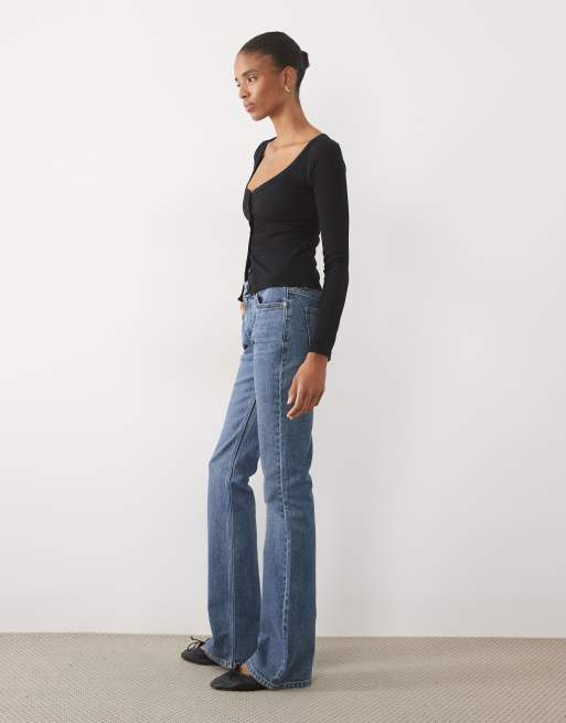 ASOS DESIGN Tall bootcut flare jean in mid wash blue, 2 of 5