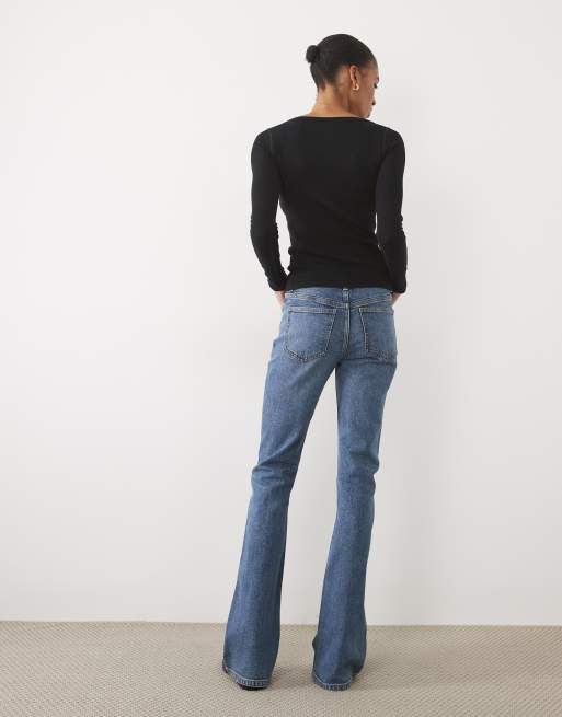 ASOS DESIGN Tall bootcut flare jean in mid wash blue, 3 of 5