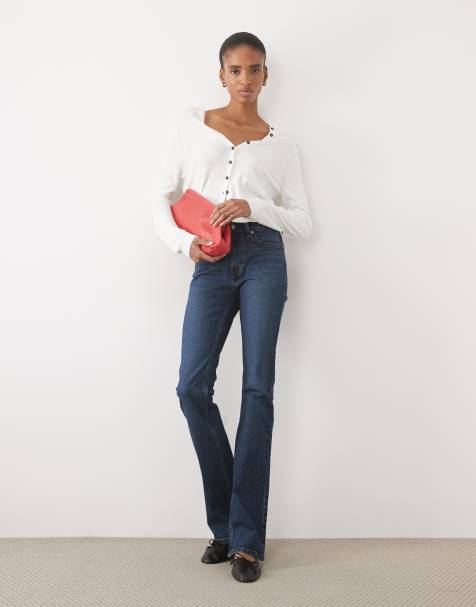 ASOS DESIGN Tall bootcut flare-jeans i mörk mellanblå - view 1