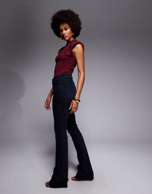 ASOS DESIGN Tall bootcut flare jeans in blue black, 2 of 5