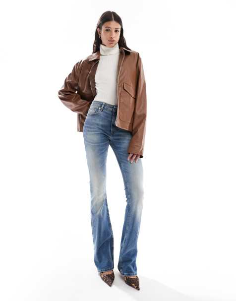 ASOS DESIGN Tall bootcut flare jeans in midwash - view 1