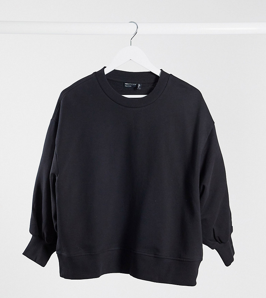 ASOS DESIGN Tall boxy sweatshirt with wide sleeve in black
