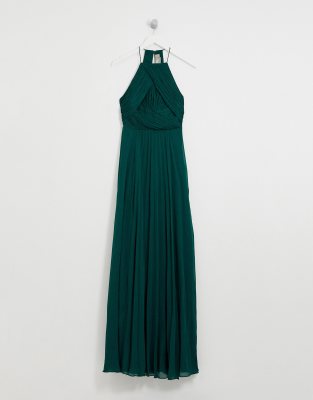 asos design bridesmaid pinny maxi dress with ruched bodice
