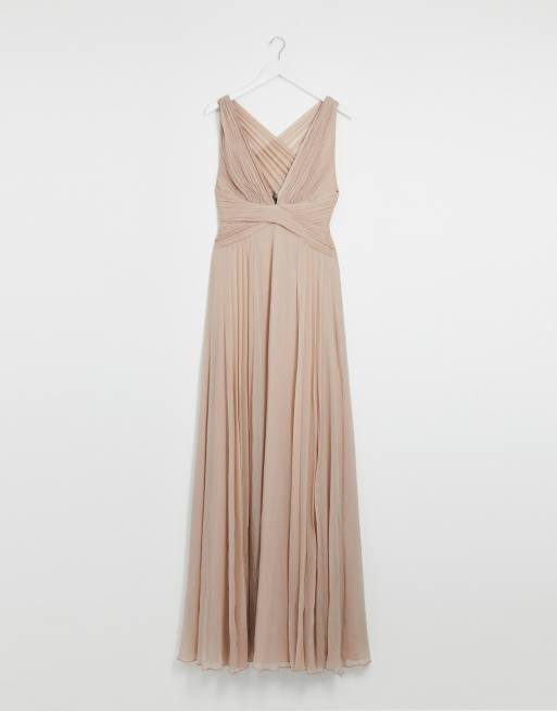 ASOS DESIGN Tall Bridesmaid ruched bodice drape maxi dress with wrap waist  | ASOS