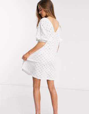 white mini swing dress