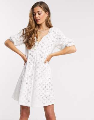 white mini swing dress