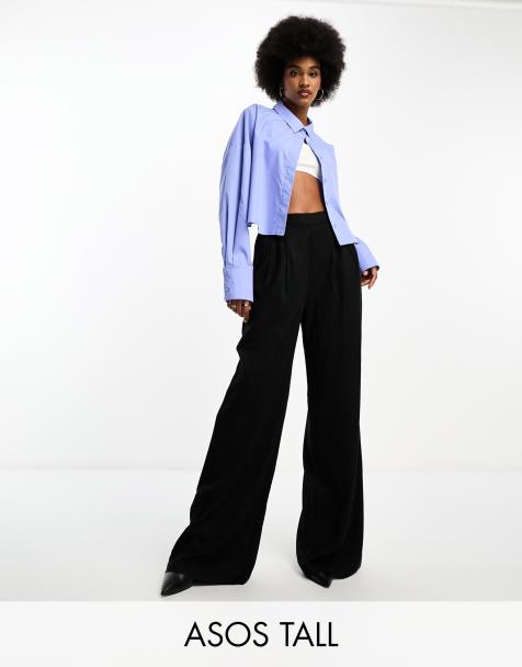 ASOS DESIGN Tall - Broek met wijde pijpen en strakke voorkant in zwart - view 1
